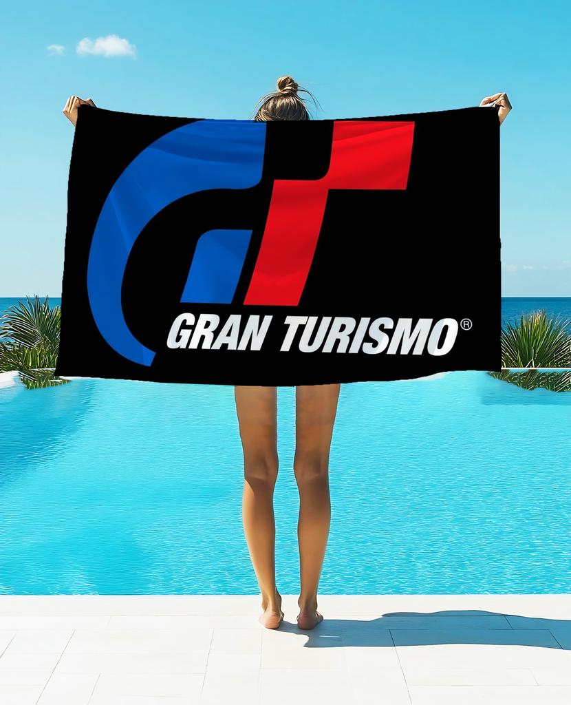 1pcs G-Gran-Turismo Printed Towel Flannel Quick-drying Double-sided Bath Wash Face Velvet Absorbent Towel