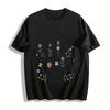 2026 Happy New Year Floral Letter Print Casual Long Sleeve Top Pure Cotton T-shirt