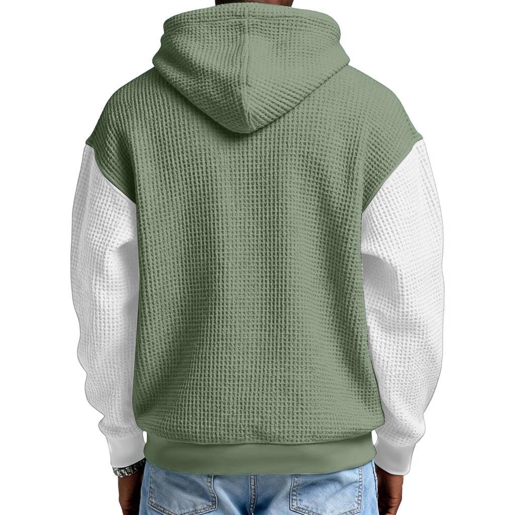 Men's Fashion Trendy Half Zipper Hooded Hood Pullover Thickened Texture Hoodie