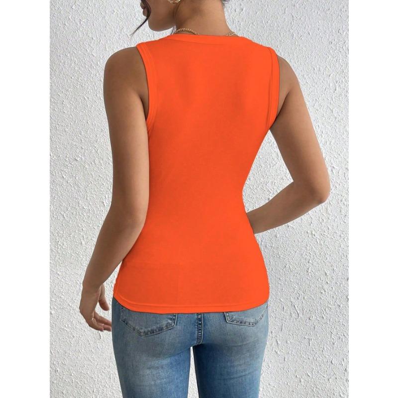Damen Europäischer Stil 3D Blumen Dekoration Einfarbig Ärmellos Crop Tanktop