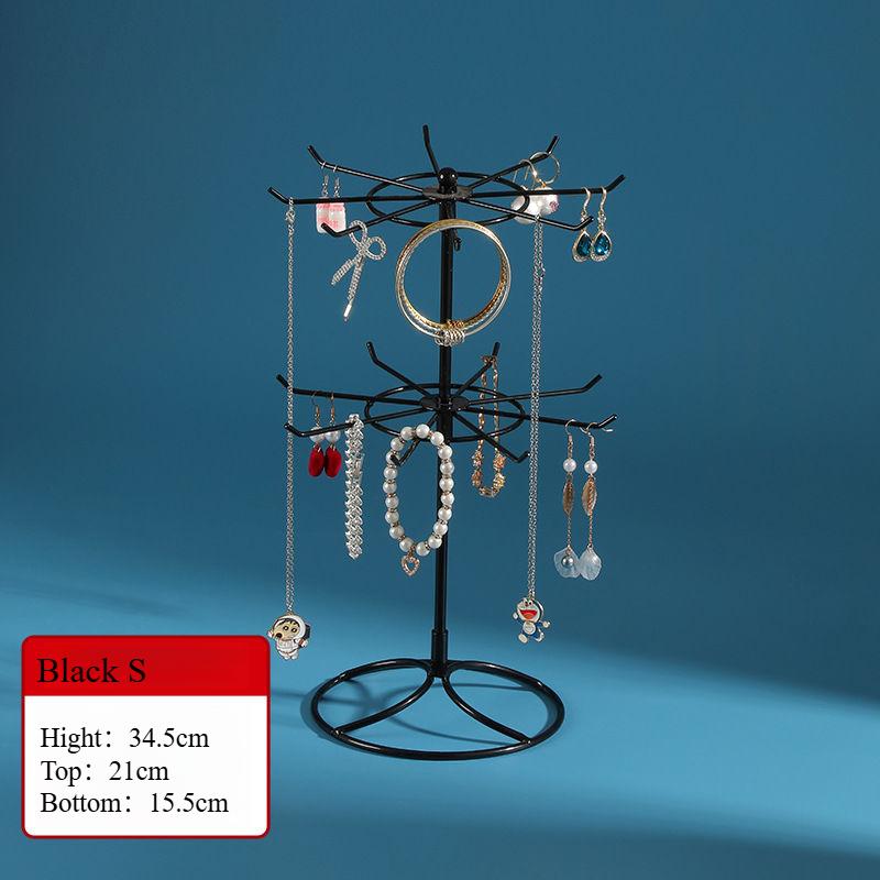 2-Tier Iron Jewelry Display Rack: Necklace Bracelet Hanging Organizer for Hand Chains & Hair Accessories Earrings Storage Stand for Jewelry