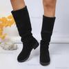 Botas de Gamuza Leopardo Plisadas de Media Pantorrilla Multicolores Antideslizantes Moda Otoño Invierno Calzado Versátil para Mujer Cómodas Botas