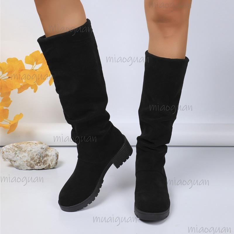 Botas de Gamuza Leopardo Plisadas de Media Pantorrilla Multicolores Antideslizantes Moda Otoño Invierno Calzado Versátil para Mujer Cómodas Botas