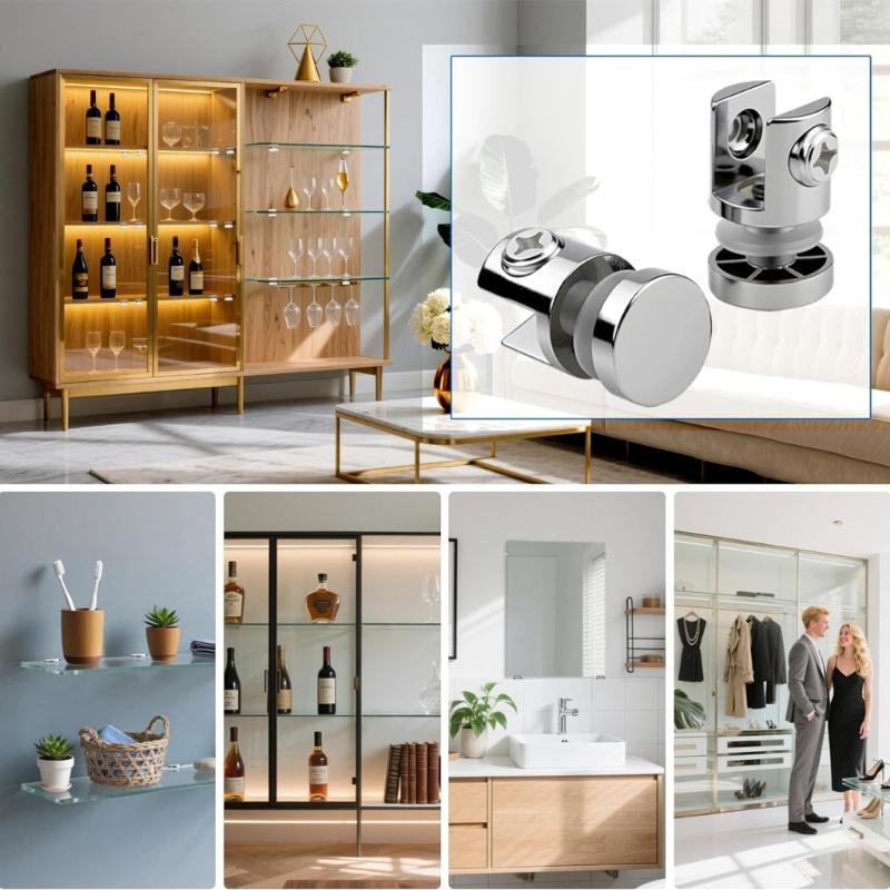 6PCS Heavy Duty Glass Clamping Brackets Corrosion Resistant Supports For Mirrors Office Partitions 5 to 10mm Thickness