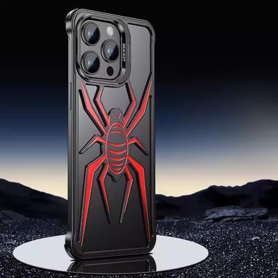 Applicable To IPhone15proMax Spider Armor Metal Phone Case Apple 14 Hollow Borderless 13 Protection Case