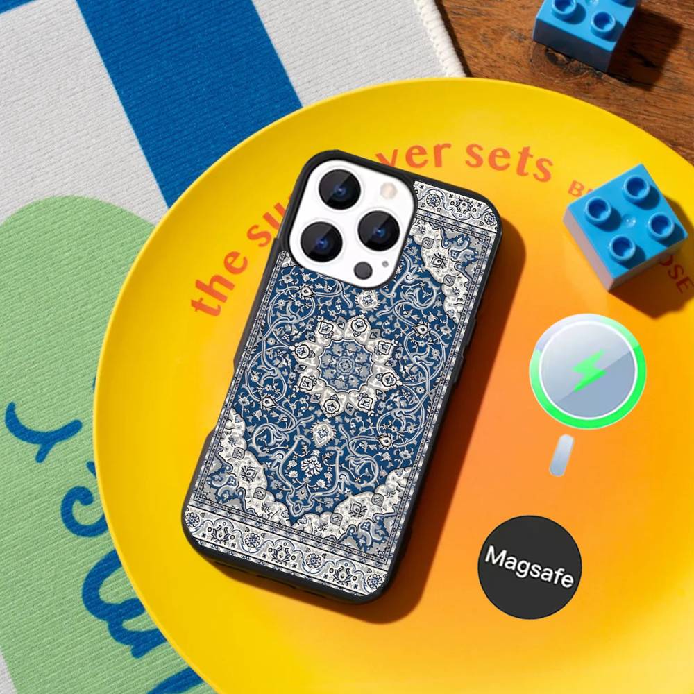 

Hot Persian Carpet Floral Pattern Phone Case For iPhone 17,16,15,14,13,12,11Pro,Max,Plus,Mini Magnetic Magsafe Wireless Charging iPhone14ProMax