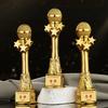 Customized Microphone Five-pointed Star Resin Trophy, Crystal Base Excellent Host Singing Talent Activity Competition Award, 1Pc