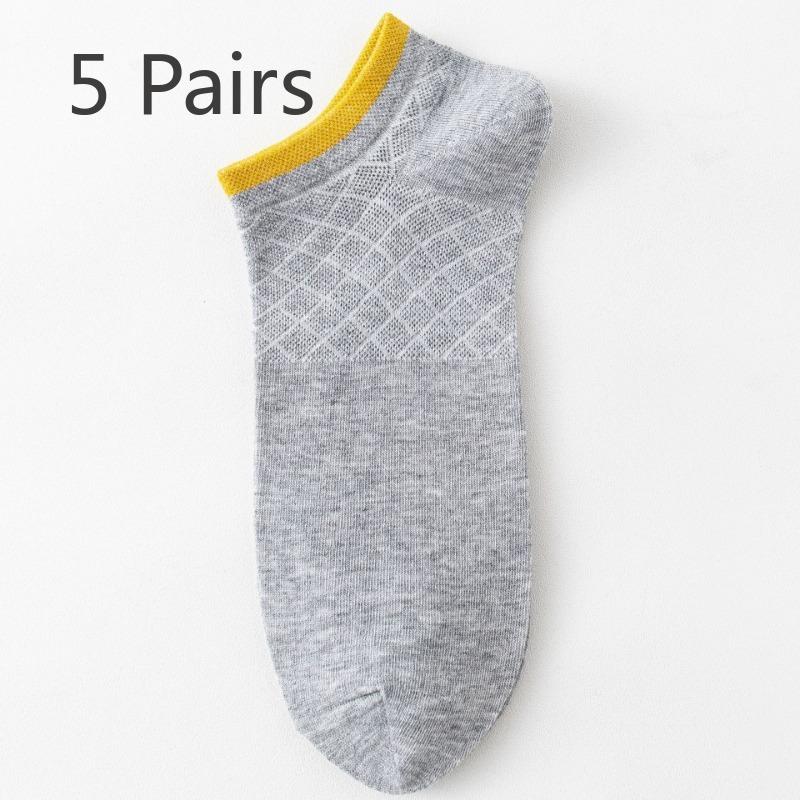 

5 пар мужских летних носков-лодочек из чистого хлопка с дезодорирующим эффектом и впитыванием пота 5 Pairs светло-серый