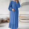 2024 Women's Long-Sleeve Vintage Ruffle Hem Dress - Spring/Autumn Fashion