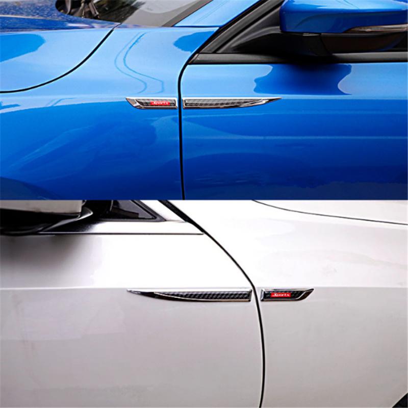 1 Paar Kohlefaser Auto Seitenkörper Kotflügel Zierleisten Dekoration Aufkleber Abziehbilder Emblem
