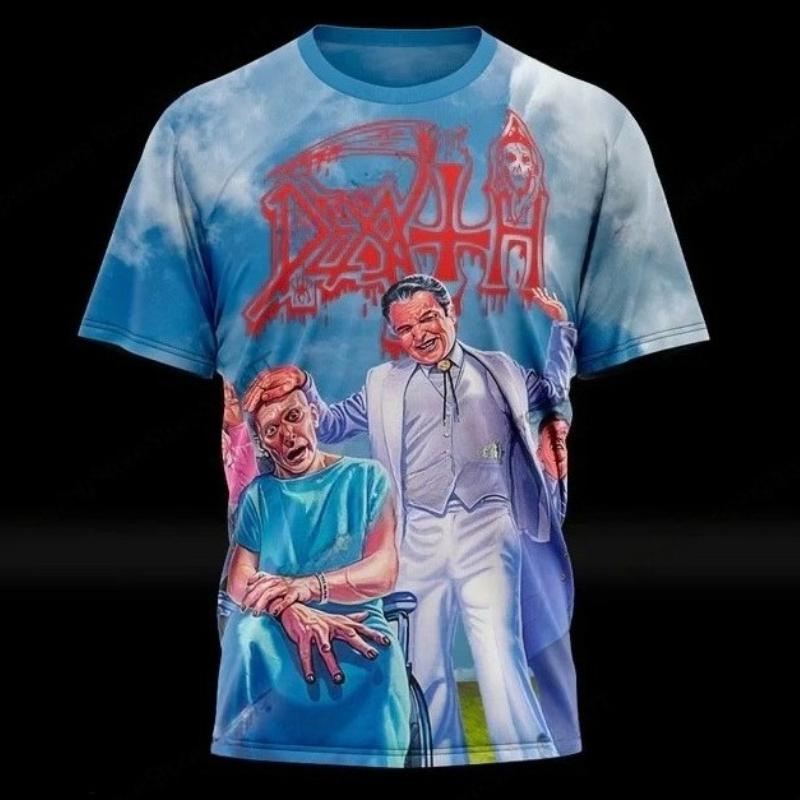 Heavy Metal Rock Band Death 3D gedrucktes T-Shirt Herren und Damen Mode Straße Amerikanischer Retro Hip-Hop Kurzarm Top