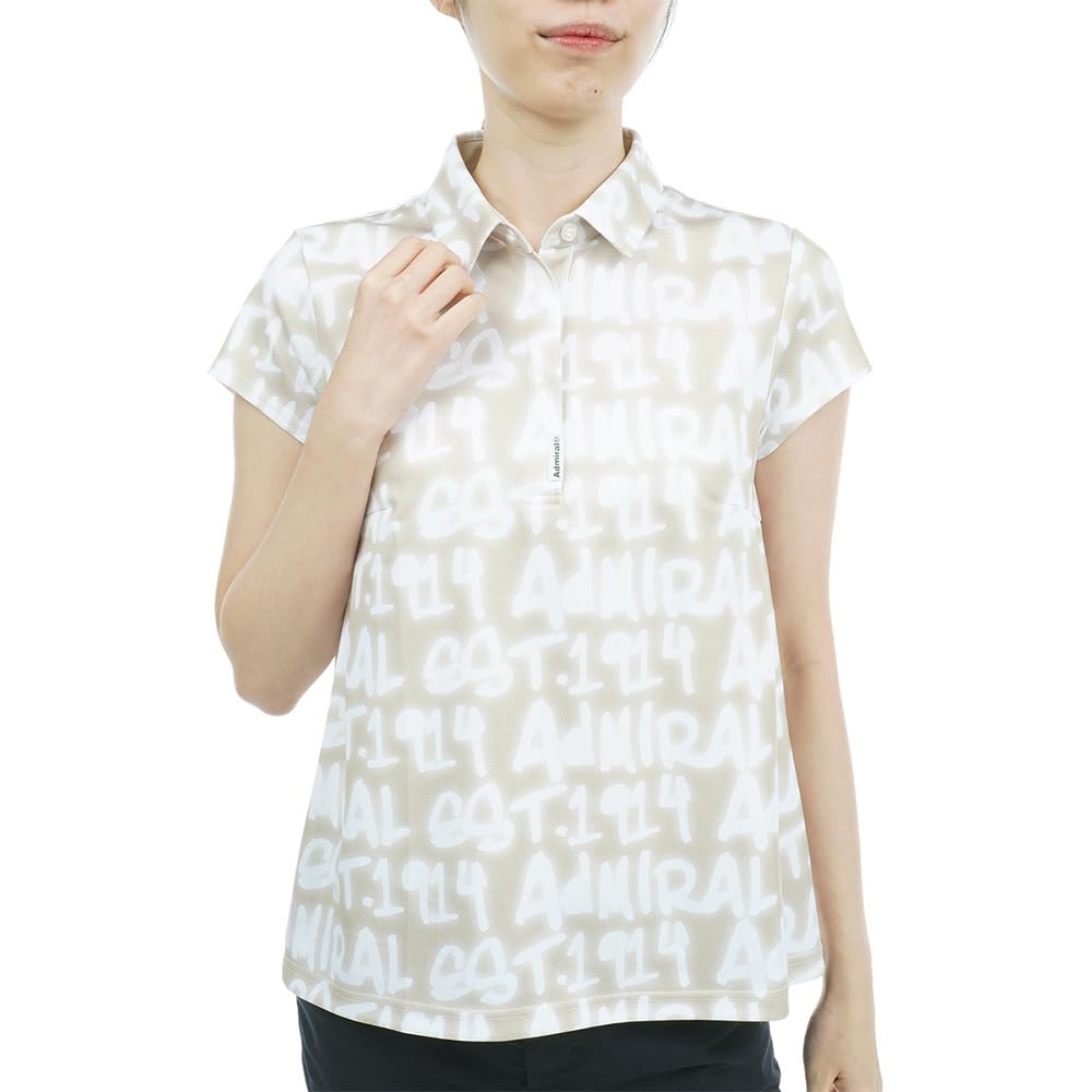 

Женская футболка для гольфа А-силуэта Admiral Golf ADLA309 с принтом логотипа-спрея, бежевая