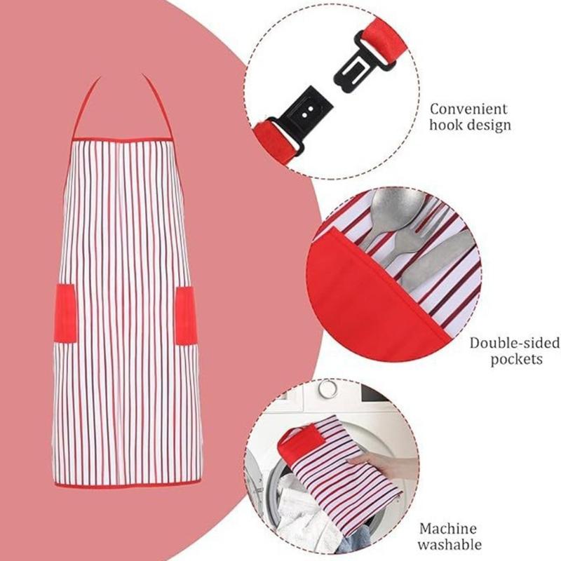 Kitchen Apron With Double Functional Pockets Matching Headwear Halloween Party Attire For Waitstaff Holiday Event