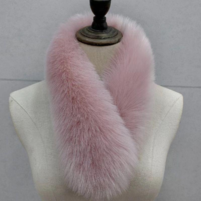 Fular Îngroșat din Blană de Vulpe Imitată Versatil Iarnă Culoare Solidă Cald Guler de Blană Toamnă și Iarnă Fular de Blană