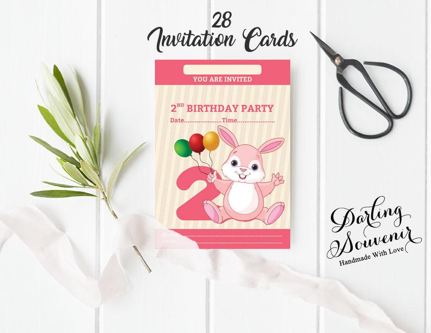 Darling Souvenir Pink Birthday Invitation Card Printable Elegant Fill or Write In Blank Party Invites 28 Pcs 5 x 7