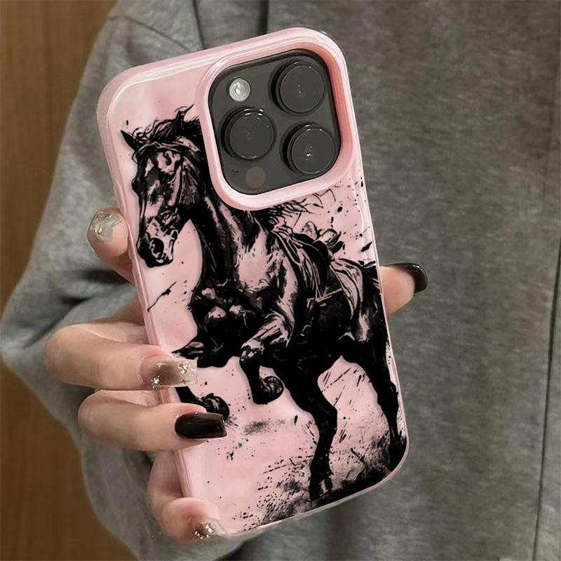 

Чехол для iPhone 17 Pro Max с принтом в виде лошади, текстурой складок, силиконовая крышка для телефона для iPhone 16 Plus 15 14 13 12 11 17 Air Funda iPhone 12 Pro