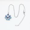 Edelstahlkette 3D Doppellagig Blaue Zirkonia Blume Anhänger Halsketten Ohrringe Zirkon Set für Damen Schlüsselbein Halsband Geschenk