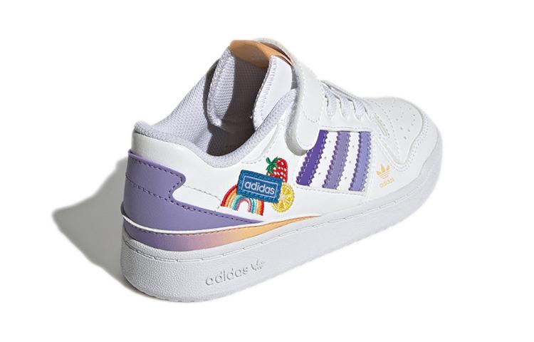 adidas Originals FORUM Anti Kick Low Top Skateboard Shoes White Purple Children Aged 3 7 Years Old GY8210