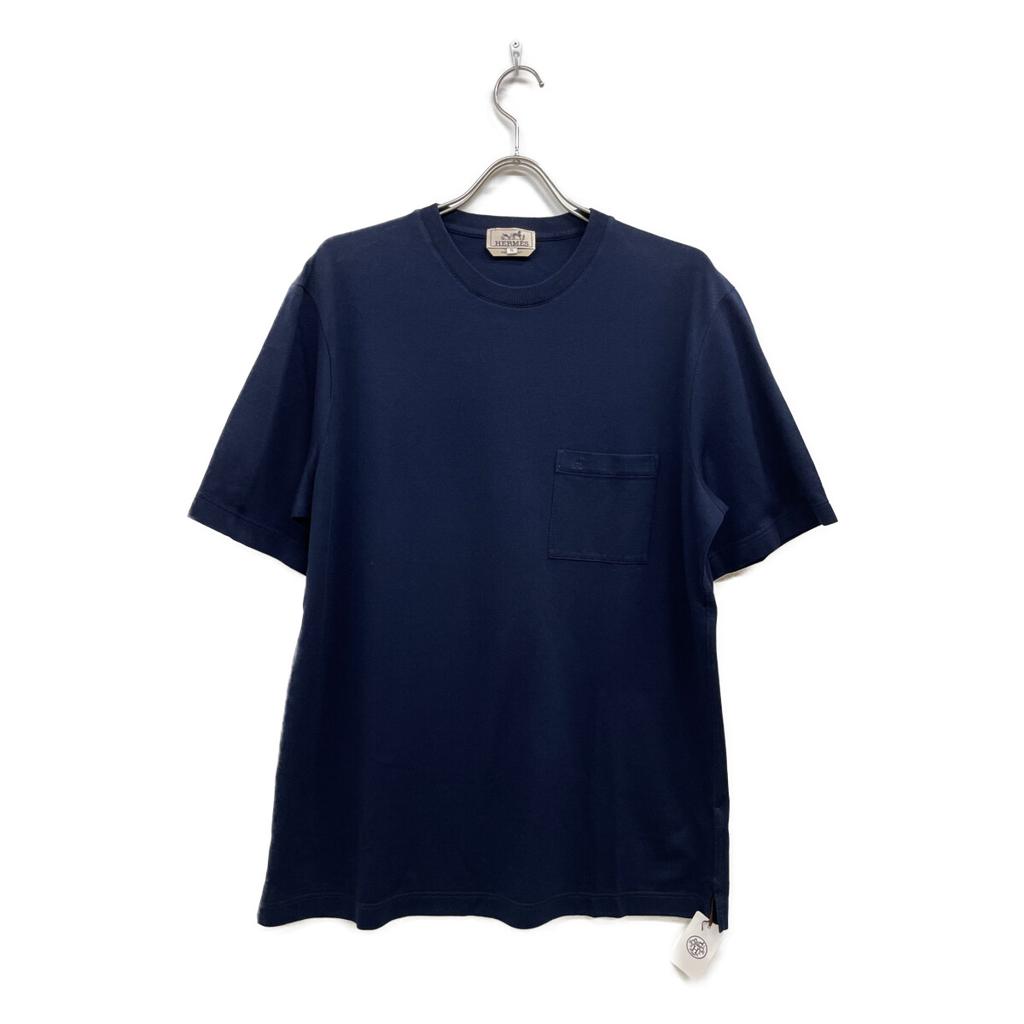 Hermes Navy Cotton Pocket T-shirt Tops XL NavyUsed