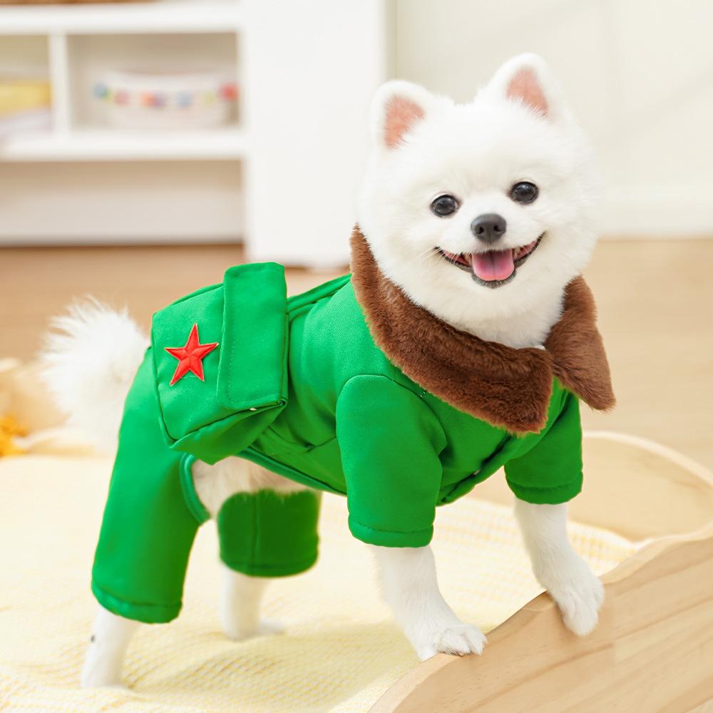Dog Clothes Pet Clothing Medium-sized Dogs and Cats Can Be Traced To Keep Warm In Autumn and Winter Northeast Cold-proof Cotton Military Coat Supplies