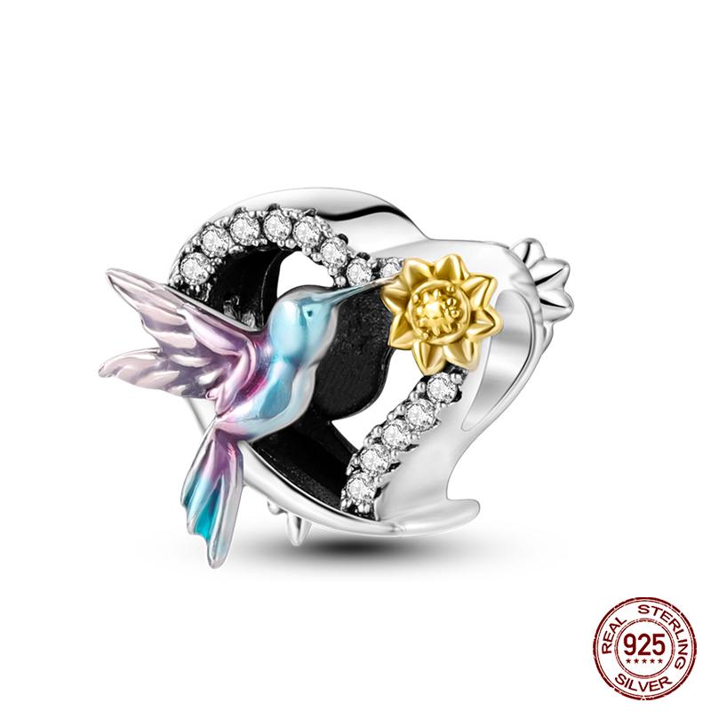 

New Dove Hummingbird Magpie Owl Birds Charms Beads For 3mm Exquisite 925 Silve Bracelets Bangle Diy Women Making Jewelry Gift