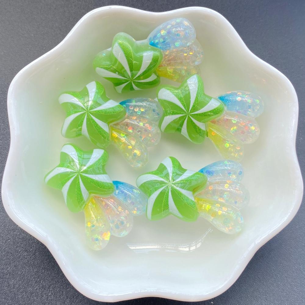 10pcs Resin Kawaii Cute Shiny Colorful Stars Rainbow Flat Back Stones Applique DIY Wedding Home Decor DIY Jewelry Making
