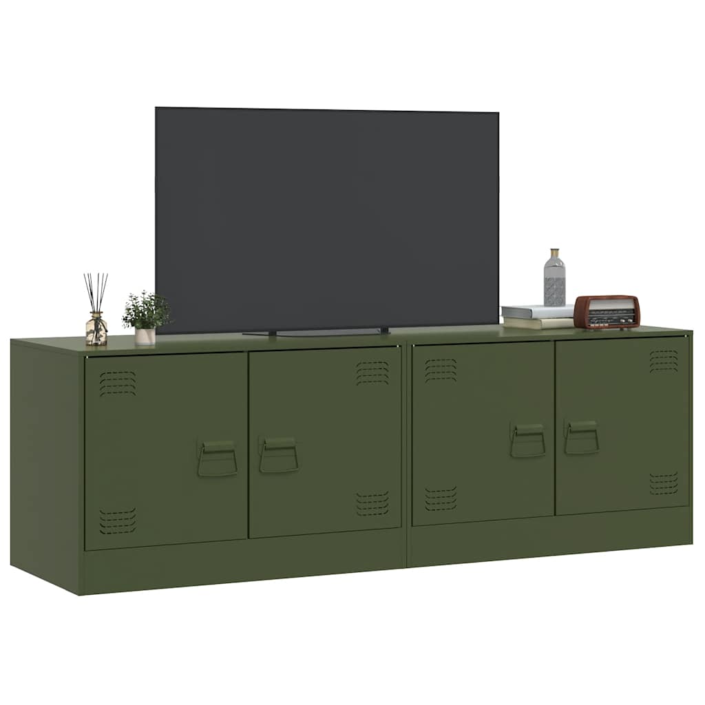 TV Cabinets (2 pcs) Olive Green 67 x 39 x 44 cm Steel