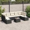 Garden Sofa Set with Cushions 8 pcs Black and Cream Poly Rattan