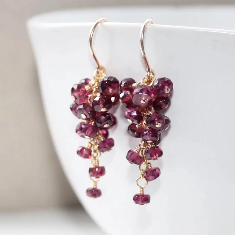 

Rhodolite Garnet Natural Gemstone Cluster Earrings