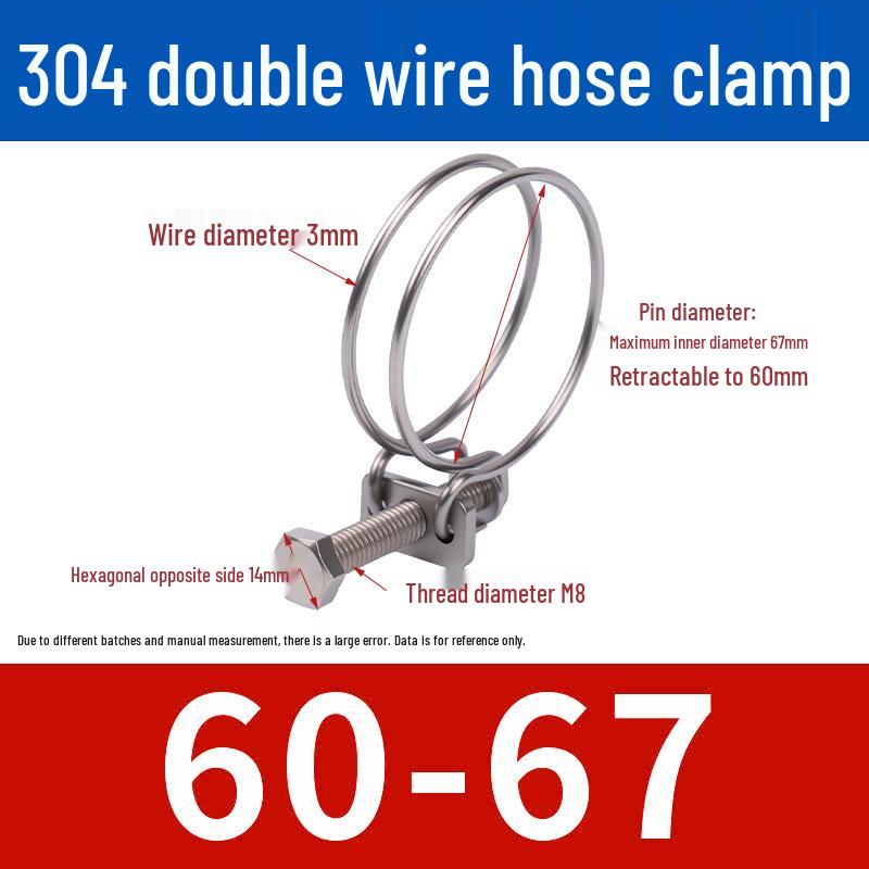 Doppeldraht-Schlauchschelle aus Edelstahl für Feuer-, Wasser-, Gasleitungen - Verdickt