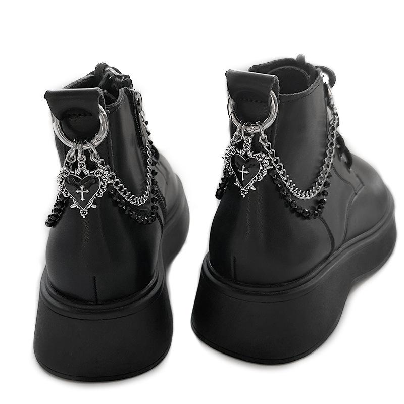 1Pc Red Heart Cross Shoe Buckle Versatile Thorns Roses Titanium Steel Chain Decorative Accessory Boots Shoe Party Diy Jewelry