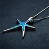 Cute Sea Animal Starfish Necklace Earrings Jewelry Sets Imitation Blue Opal Stud Earrings For Women Wedding Band Gifts