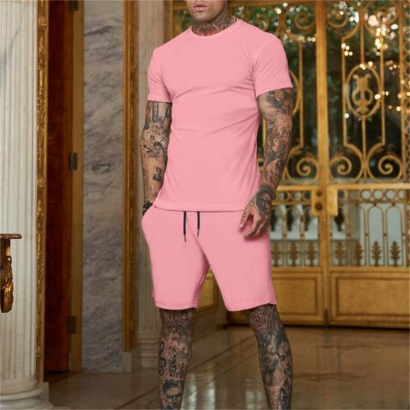 NEW Fashion Casual Tracksuit Summer Outdoor Sports Suit Men's Breathable Short Sleeve T-shirt+shorts Men's Suit Two-piece Set