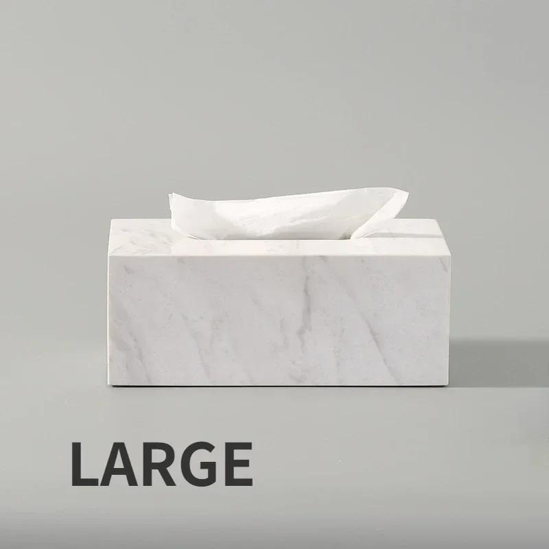 Nordic Natural Marble Tissue Box Square Rectangle Creative Black White Paper Drawer Paper Box Home Hotel Model Room Ornaments