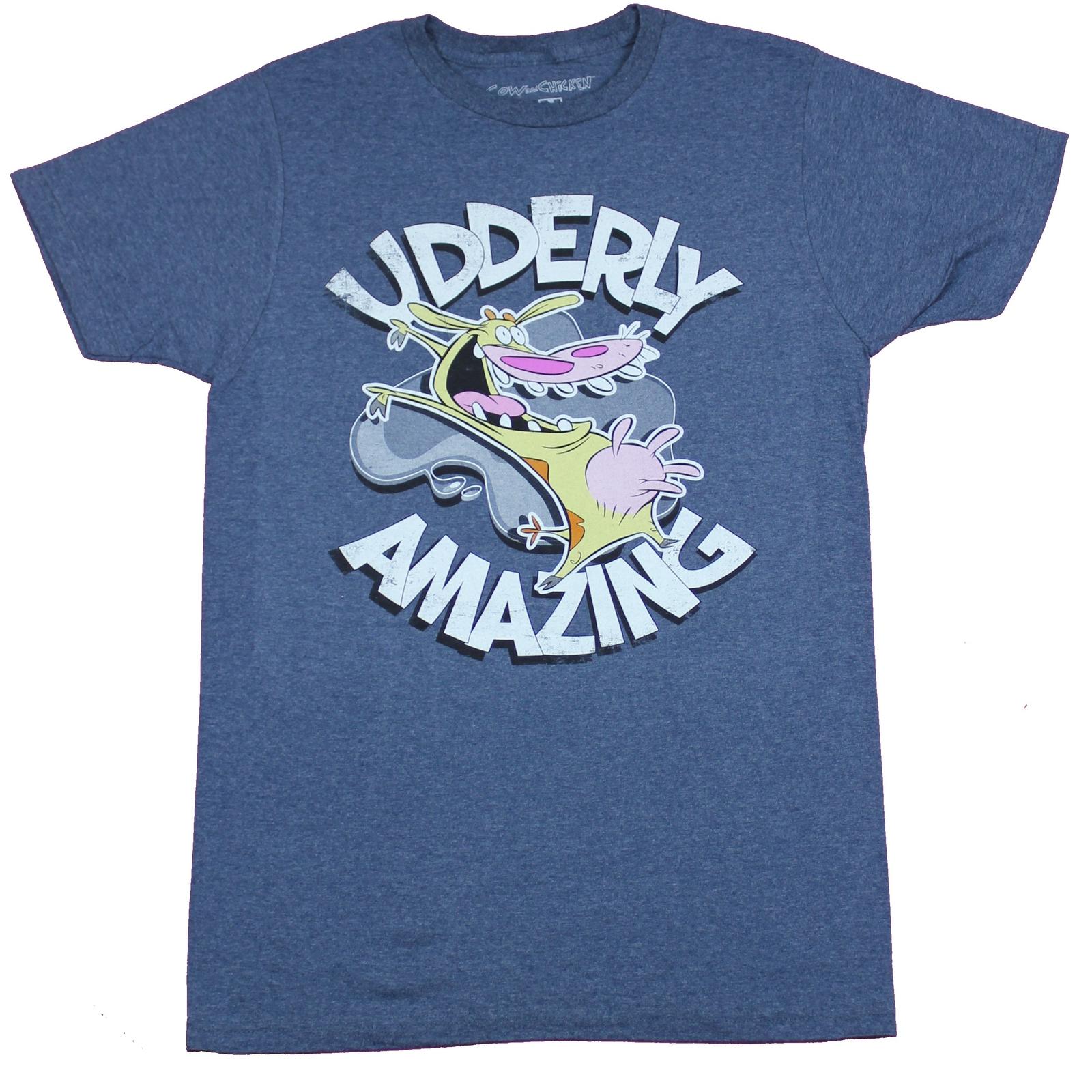 Cow and Chicken Adult New T-Shirt - Udderly Amazing Crazy Cow Pic XL