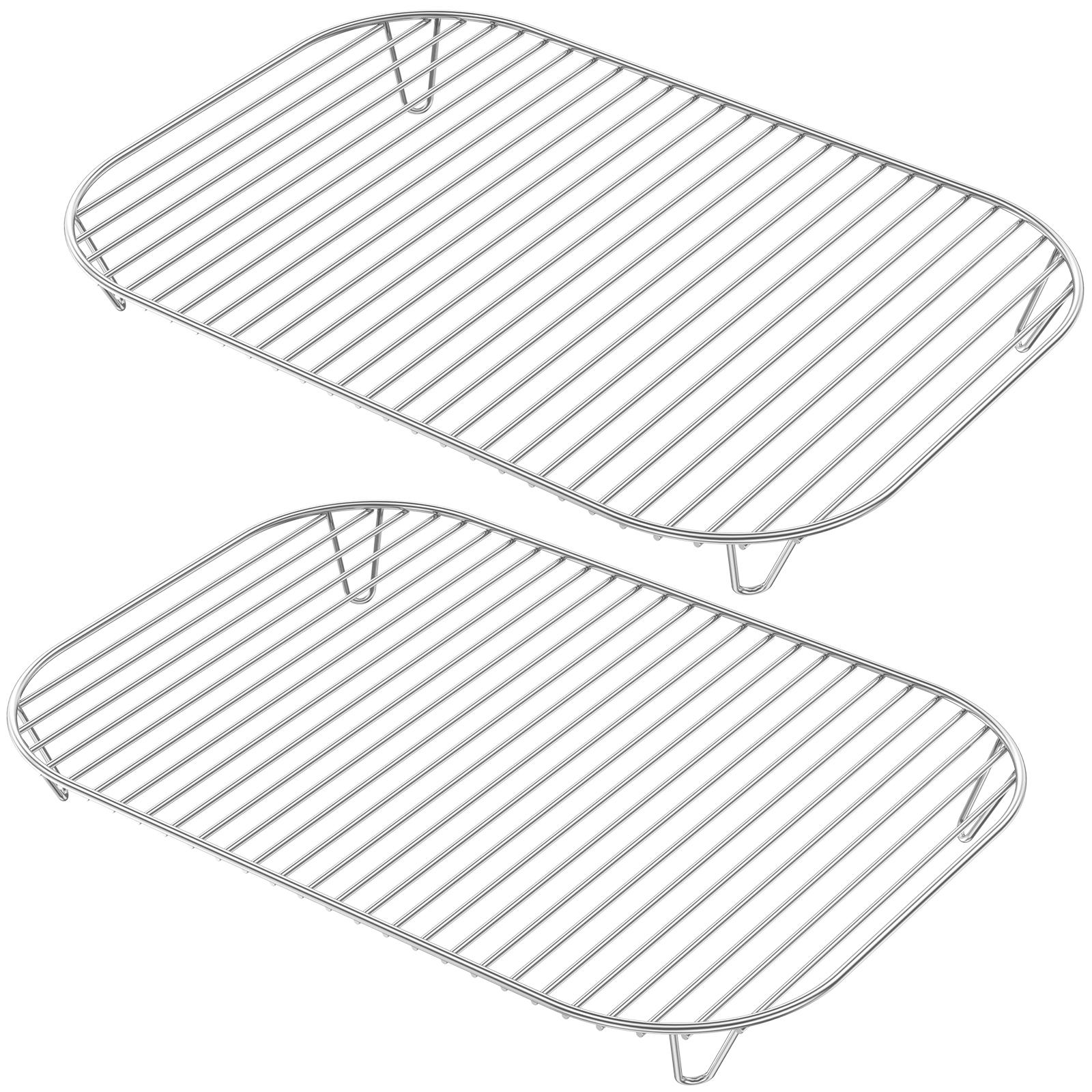 

2Pcs Grill Rack Stainless Steel Cooking Steaming Racks Tray Air Fryer Accessories Baking Pan BBQ Gril Roasting Rack Kitchen Tool