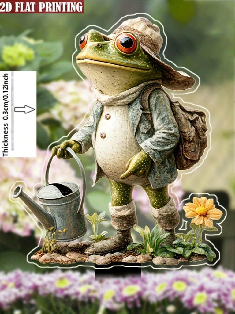 1 frog creative garden plaque, weather resistant outdoor decoration, suitable for flower bed decoration and lawn decoration,