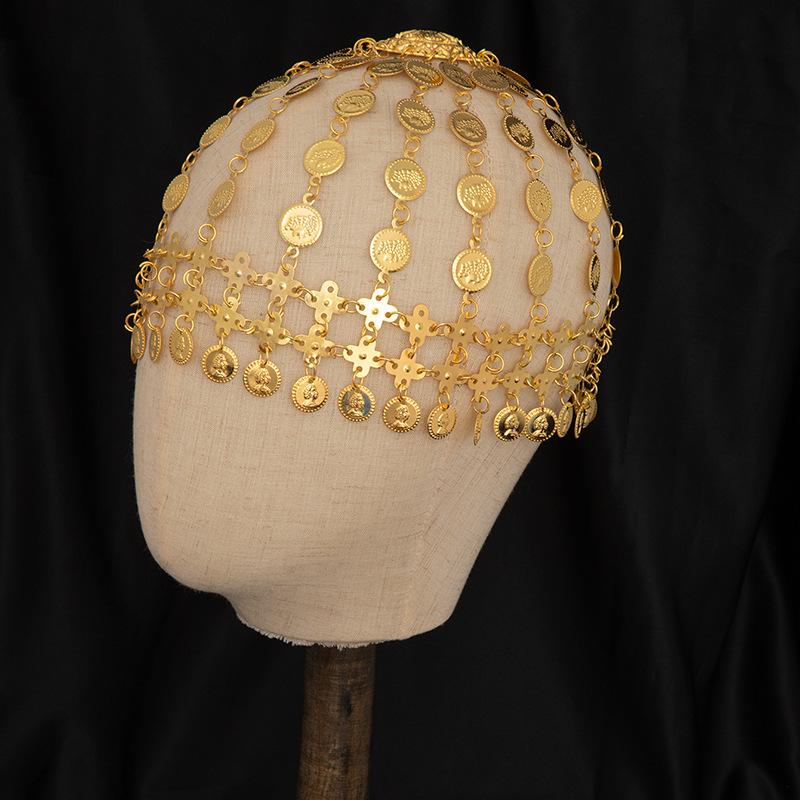 Coin Tassel Hair Chain Retro Ethnic Style Exaggerated Exotic Multi-Layer Court Style Gold Headdress Hair Accessories