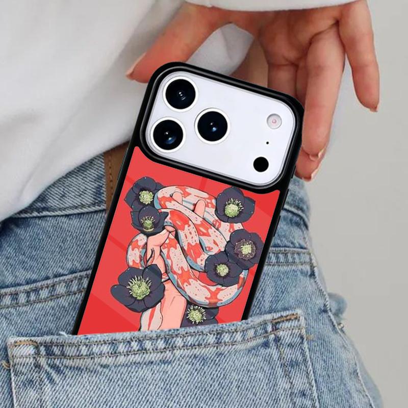 Hand Snake Flower Phone Case for iPhone 16e 15 14 13 12 17 Pro Max Plus Air 17pro Cover Coque