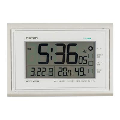 CASIO Wall Clock Radio Wave Digital Always On Living Environment Temperature Humidity Calendar Display White H18 X W26 X D3.5cm IDL-150NJ-7JF