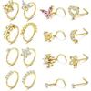 Multicolor Nose Ring Set Diamond Multi-Shape Flower Butterfly Love Moon Puncture Jewelry 316 Stainless Steel Trendy Unisex