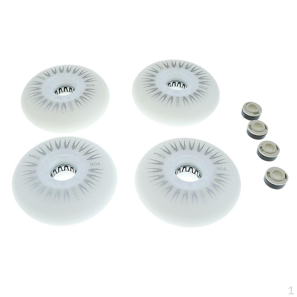 

4 шт. Нековзкі світлодіодні колеса для роликових ковзанів, що блимають, 3 варіанти розміру 80mm білий