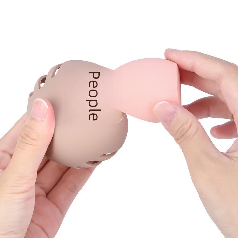 Tragbare Aufbewahrungsbox aus Silikon für Beauty-Eier – Staubdichter und atmungsaktiver Puderquastenbeutel