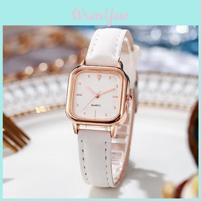 Minimalist Square Womens Quartz Watch With Pu Band For Casual Daily Wear