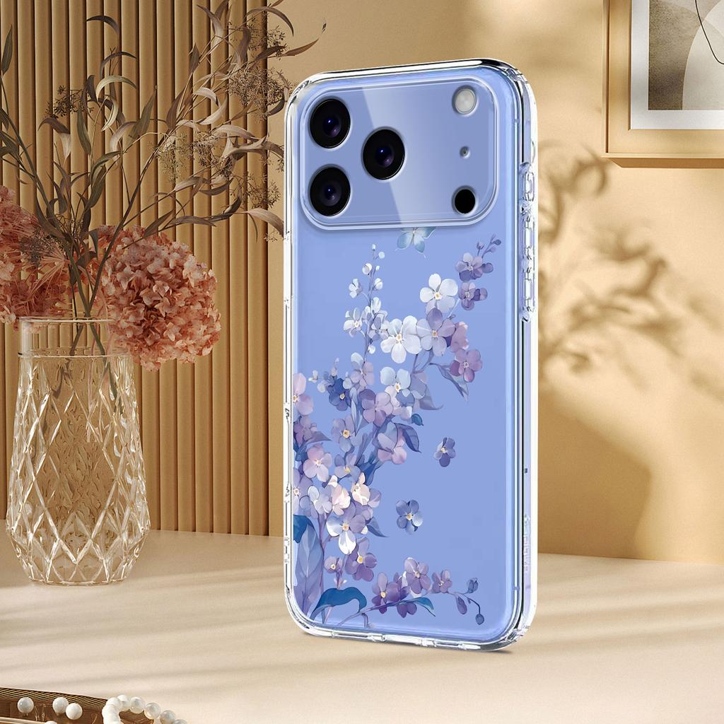 For iPhone 17 Pro Max Case Butterfly Floral Pattern Printing TPU Phone Back Cover
