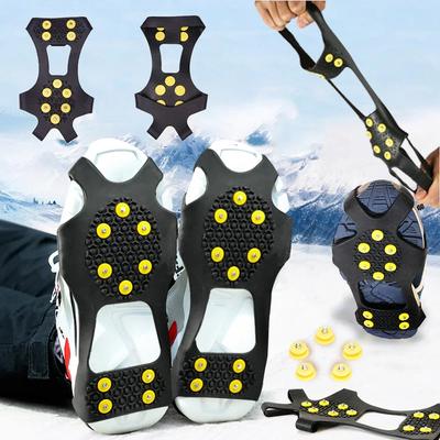 10 borchie Snow Ice Claw Anti-Skid Snow Ice Thermo plastica Elastomero Scarpe da arrampicata Spikes Grip Tacchetti sopra le coperture delle scarpe Ramponi
