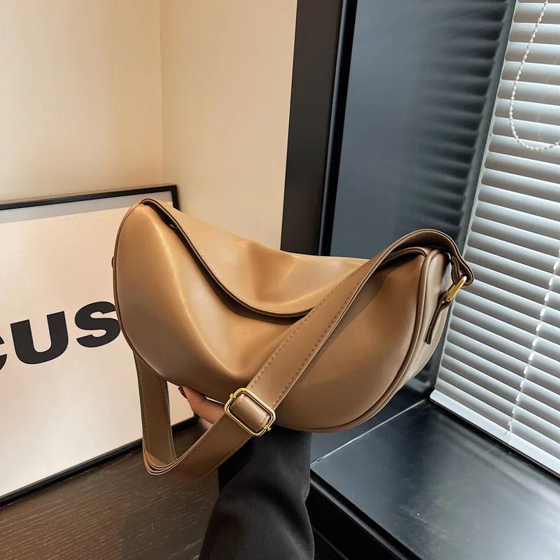 Soft Leather PU Crossbody Bags for Women Large Capacity Luxury Bags Monochromatic Shoulder Bag Feminine Travel Bag