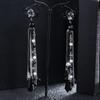 Retro trendy bohemian crystal fringed earrings 925 silver stud earrings temperament long women's personalized earrings