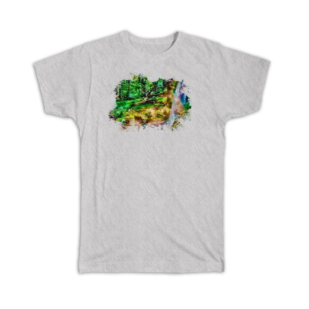 

Gift T-Shirt : Watercolor Scenary Waterfall Trees Frame 4XL
