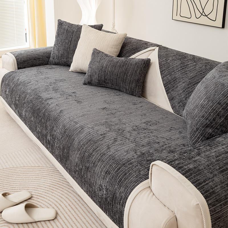 Chenille Sofa Cushion Non-Slip Cushion Four Seasons Universal Living Room Straight Row Sofa Cover Cloth Backrest Towel Anti-Scratching